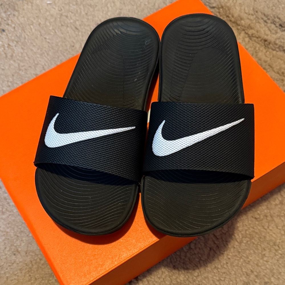 Nike Black and White Slide Sandals